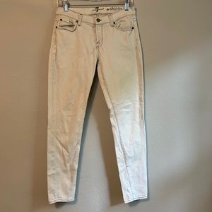 7 For All Mankind The Skinny Almost White Stretch Ankle Jeans Grey Stitching 29